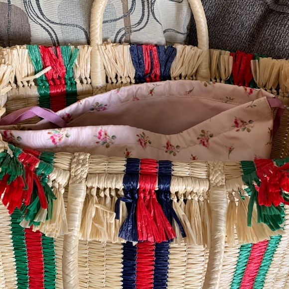 SOLD⛔️Authentic GUCCI STRAW LOGO LATGE TOTE/ REMOVABLE DRAWSTRING LARGE POUCH - Picture 2 of 16